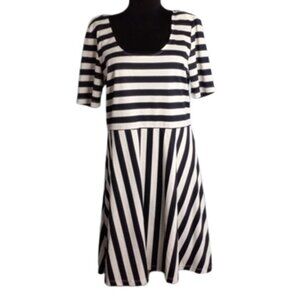 H&M L Dress Black White Stripes Short Sleeves Strappy Open back Mini